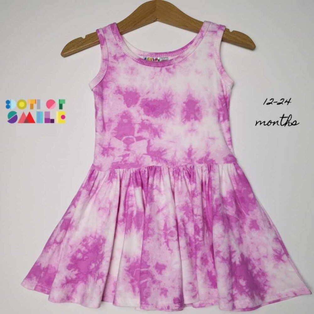 DotDotSmile 12-24 month Tank Dress - Pink Tie-dye